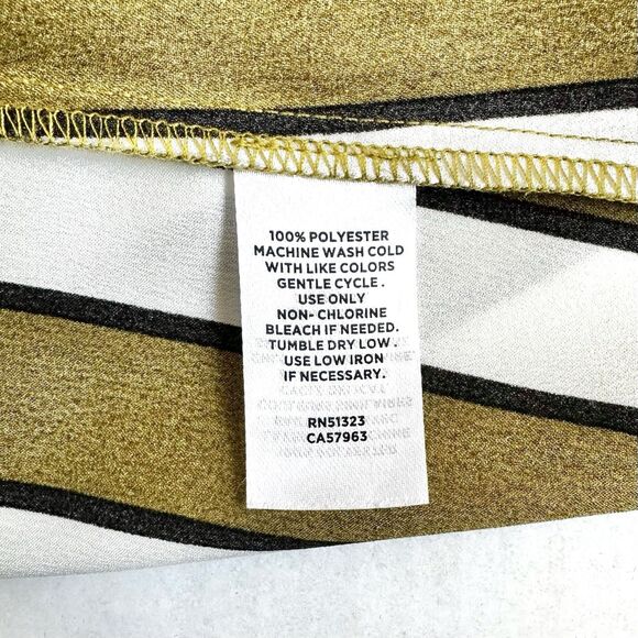 Halogen Striped Silky Blouse Women’s Size Small Green Button Up Shirt V-neck - Picture 9 of 9